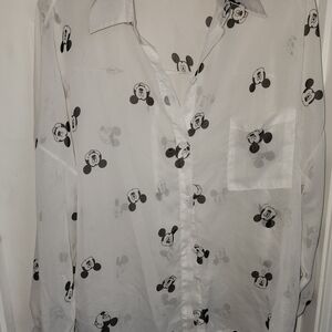 Mickey Mouse Patterned BUTTON down White Shirt